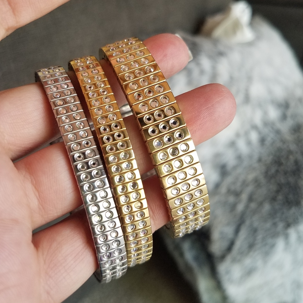 Authentic Swarovski Stretch Bracelets Set Of 3 - image 3